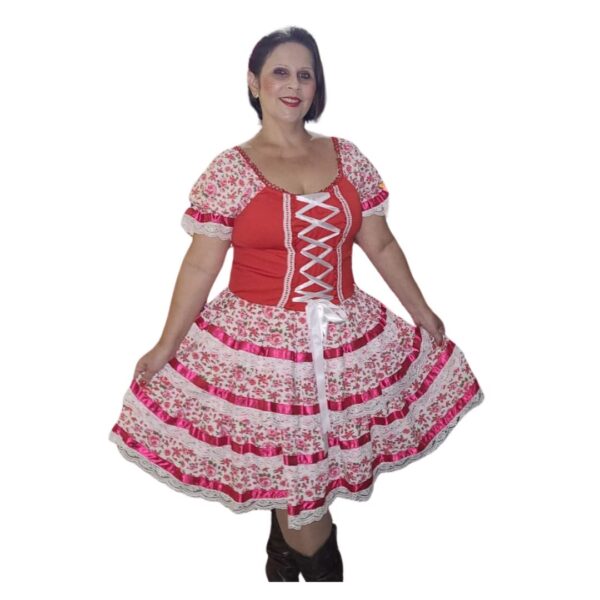 AFJ035 Vermelho com Rosas (Nº40)