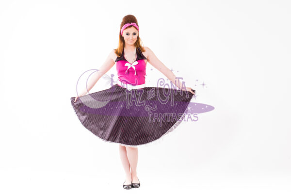 Anos 60 Vestido Rosa e Preto - Imagem 2