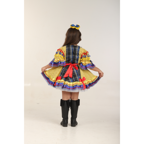 IFJ063 Vestido Xadrez C/ Pompom (8 anos) - Image 2