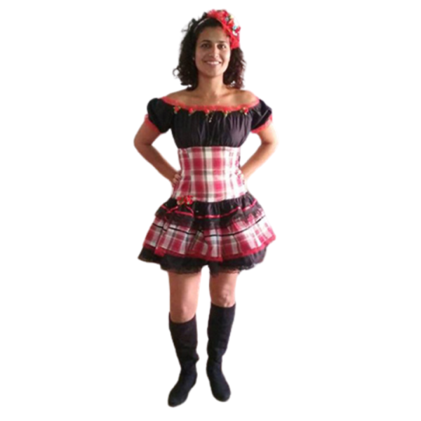 JFJ034 Xadrez Vermelho e Preto Canoa (12 anos)