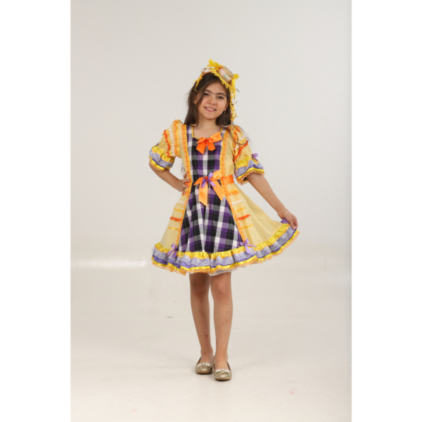 Vestido Junino Amarelo Bolinha