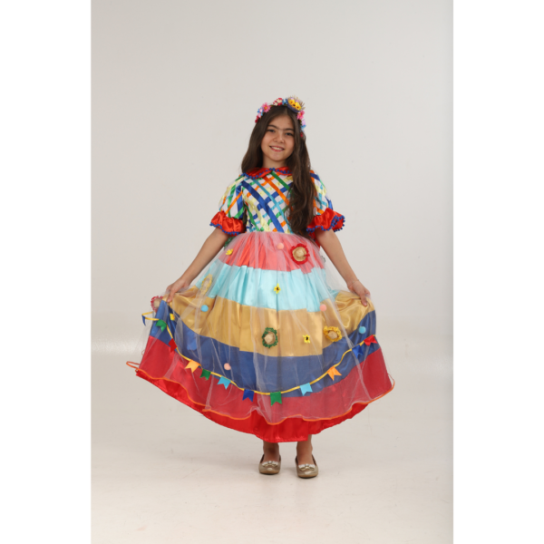 Vestido Junino Colorido Luxo